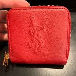 Yves Saint Laurent Red Compact Monagramme Wallet